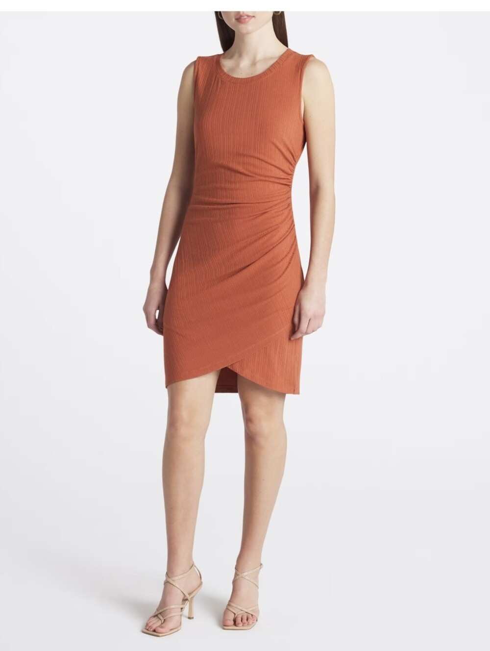 AVLN STUDIO Lane Ruched Fitted Knit Rib Dress